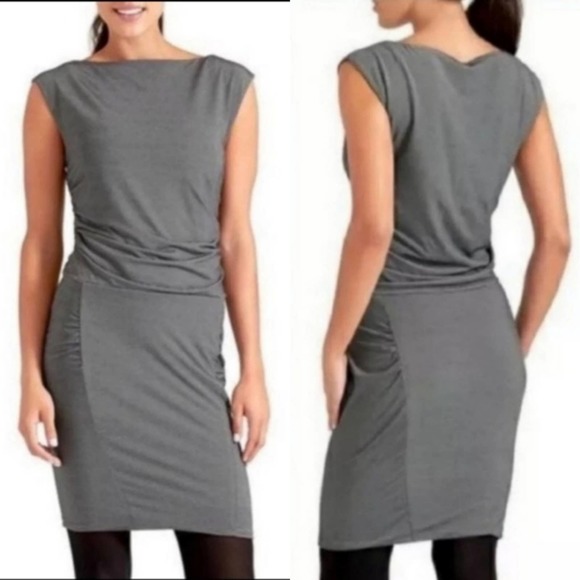 Athleta Westwood micro stripped runched dress NWT size small - Picture 1 of 6